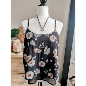 Calliope Black Floral Camisole Size Large